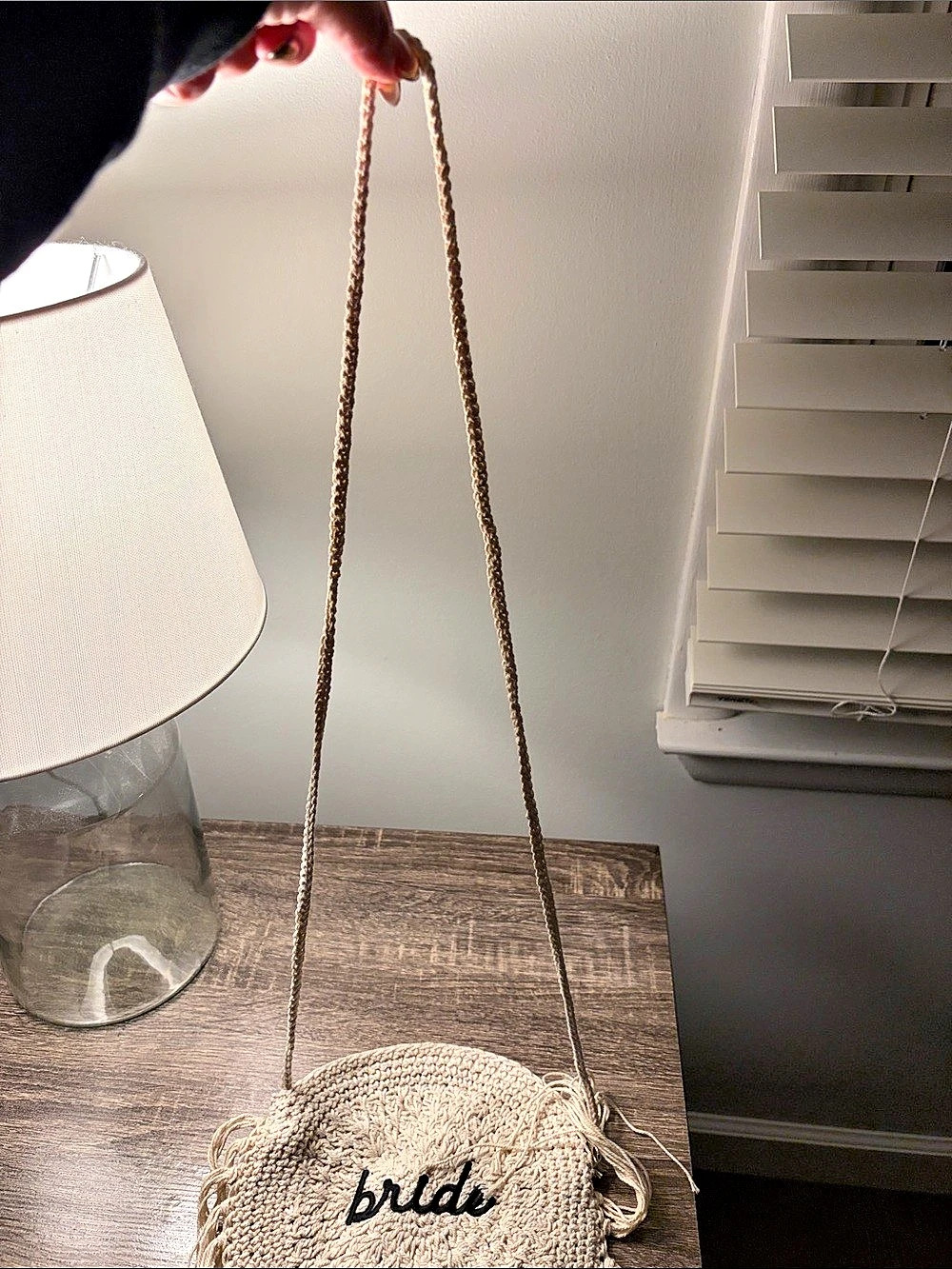 Round Fringe Crossbody Bag in Cream